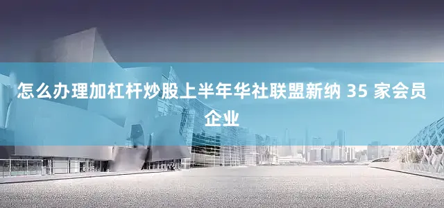 怎么办理加杠杆炒股上半年华社联盟新纳 35 家会员企业